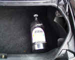 Zex polished nitrous oxide bottle mounted in trunk