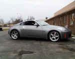 Side view of Jeremy's Z with Mercury Silver Volk Racing GT-C wheels and Toyo T1S tires